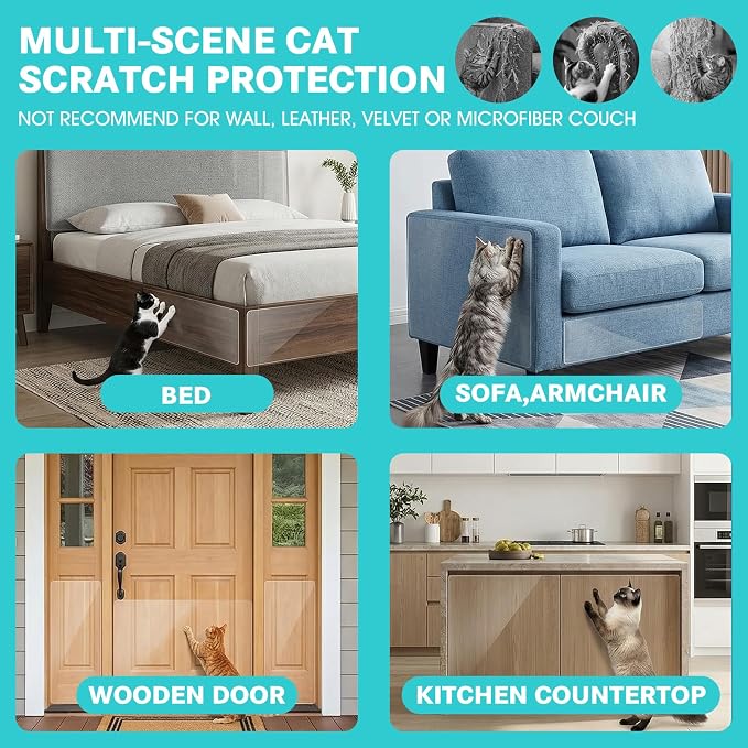 197"x11.8" Cat Anti Scratch for Furniture Protectors Thicken Vinyl Clear Cat Couch Protector from Cat Claws Dog Scratching Sofa Guard Tape Pet Scratch Deterrent Protection