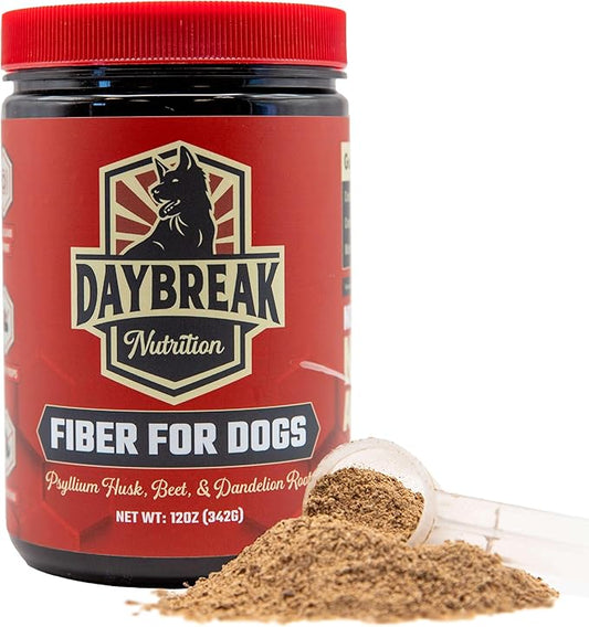 Daybreak Nutrition Fiber for Dogs Psyllium Husk, Beet Root, Dandelion Root, and Prebiotics to Aid in Relief from Diarrhea, Constipation, Anal Gland Issues, and Scoots