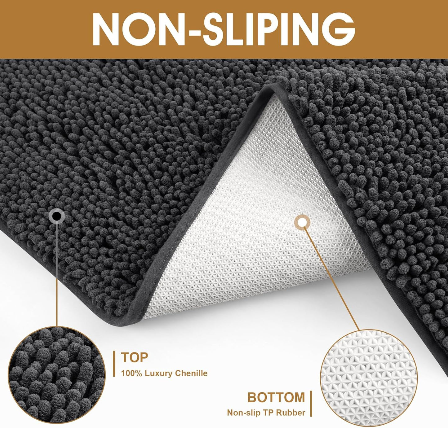 4 Pieces Muddy Door Mats for Dogs, Chenille Absorbent Pet Mats, Quick Dry, Trap Dirt Non Slip Heavy Indoor Doormat Soft Dog Bed Mat Front Inside Door Mat for Indoor Outdoor Entrance,Dark Grey