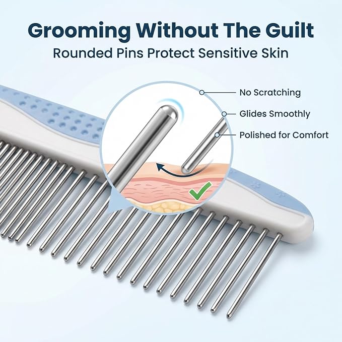 We Love Doodles Pet Dematting Comb and Metal Dog Grooming Comb Bundle - Deshedding Undercoat Rake | Removes Tangles & Matts | Dematting Pet Combs | Detangler For Matted Hair | for All Hair Types