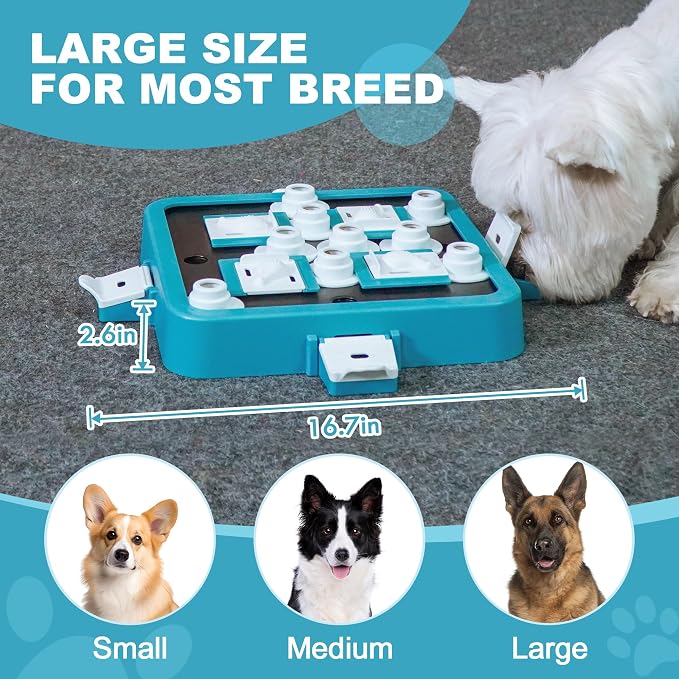 Aluckmao Large Dog Puzzle Toy, Adjustable Levels, Beginner to Advanced | Food Treat Game, Brain Stimulation, Mental Enrichment, Green