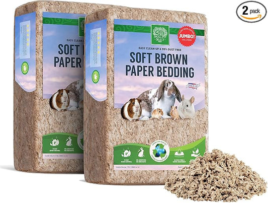 Small Pet Select Brown Natural Paper Bedding, Soft Animal Bedding with Odor Control for Guinea Pig, Rabbit, Hamster, or Bunny, Cage Accessories, Made in the USA, 178L (2 Pack)