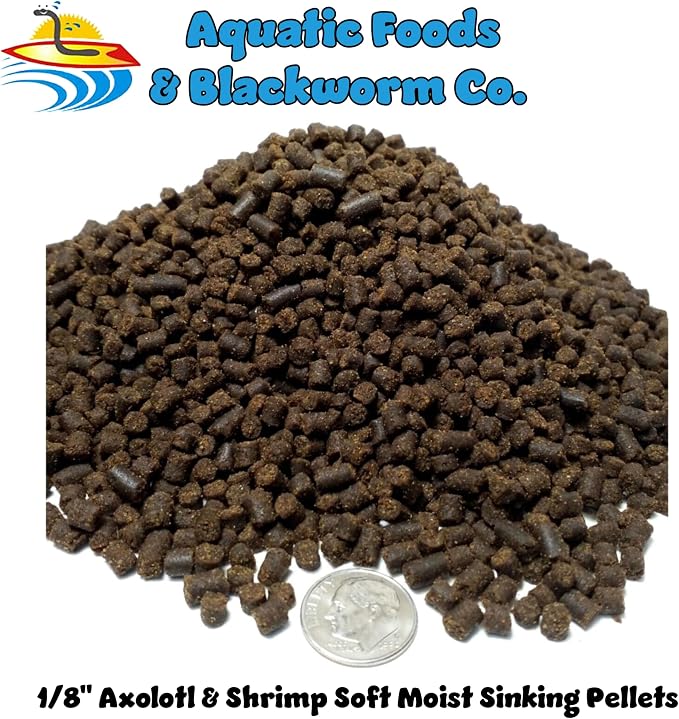 1/8" Sinking Axolotl Salmon Pellets, Soft Moist Pellets for Axolotls, Shrimp, Cichlids, Koi & Pond Fish, All Tropical Fish...1-lb