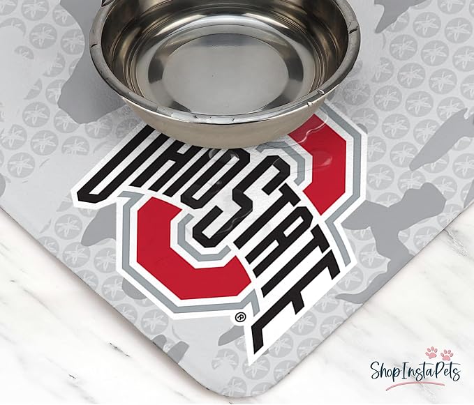Ohio State Buckeyes Officially Licensed Food and Water Mat for Dogs and Cats | 18" x 29" | Non-Slip | Water-Proof