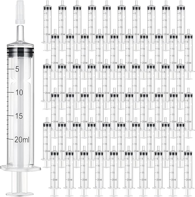 Zhengmy 100 Pack Bulk Plastic Syringe with Luer Slip Tip, Individually Sterile Sealed, Liquid Oral Syringe with Measure Scale No Needle for Pets Feeding(20 ml)