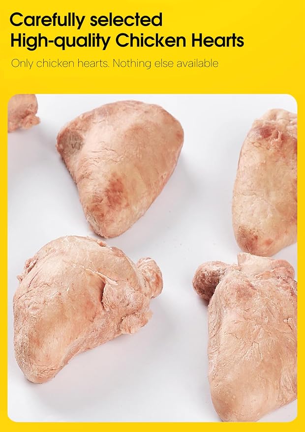 7 OZ Freeze Dried Chicken Hearts Treats for Dogs Cats, High Protein Raw Dog Food Topper, Single Fresh Ingredient Treats, Rawhide Free