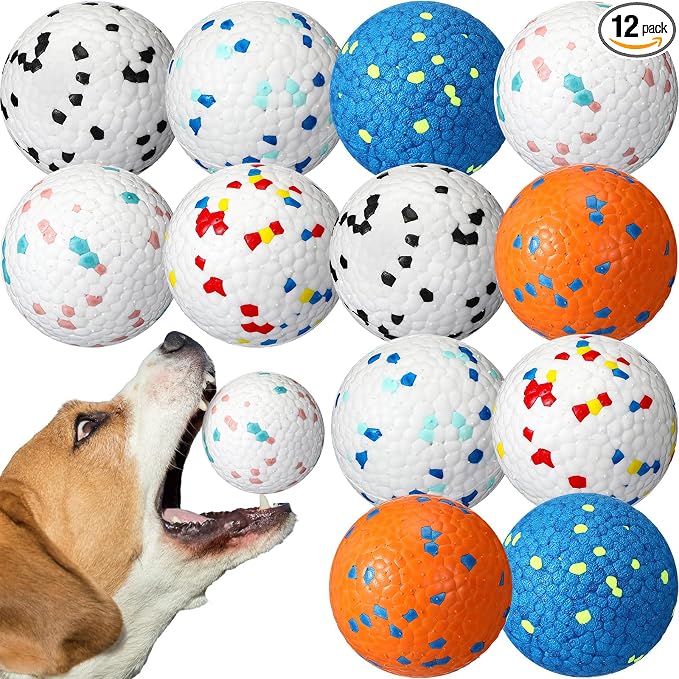 Jenaai 12 Pcs Dog Balls for Aggressive Chewers Tennis Ball 2.9 Inch Indestructible Durable Bouncy Floating Toys Interactive Dog Toys for Large Medium Small Dogs and Puppies(Novel Color)