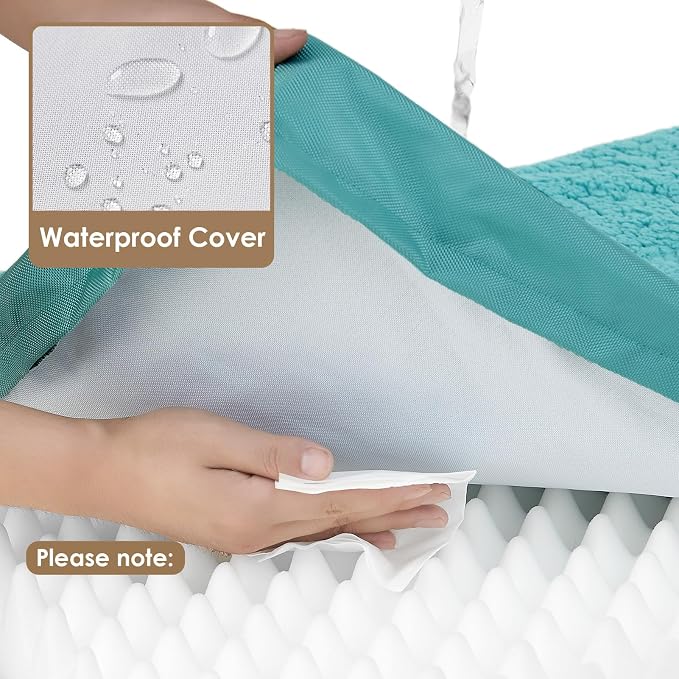 EHEYCIGA Orthopedic Medium Dog Beds for Small Dogs with Removable Washable Cover for Crate, Turquoise Blue, 30x20