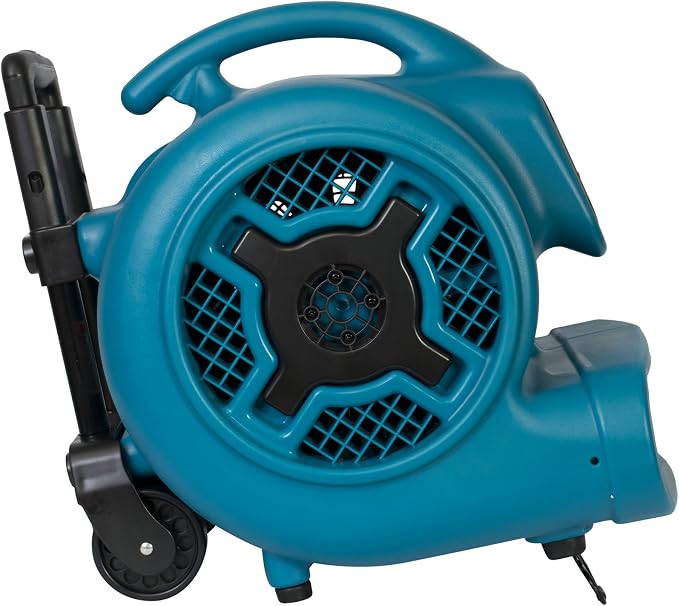 XPOWER X-830H Pro 1 HP 3600 CFM Centrifugal Air Mover, Carpet Dryer, Floor Fan, Blower, Telescopic Handle and Wheels, for Water Damage Restoration, Janitorial, Plumbing, Home Use