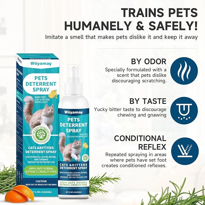 Woyamay No Chew Spray for Dogs 200ml + Cat Deterrent Spray 200ml to Stop Chewing Licking of Furniture, Prevent Scratching, Digging & Chewing