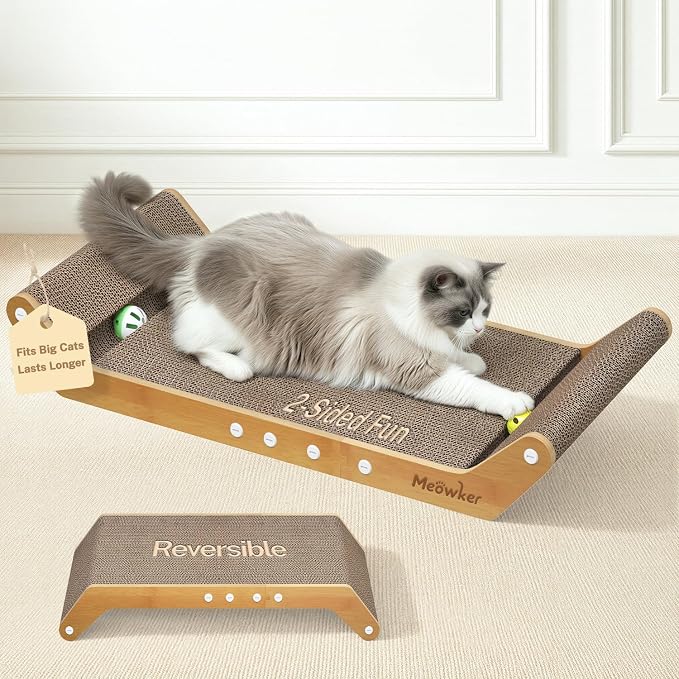 Cat Scratcher Pad & Scratching Post Set of 2, 23.8" Horizontal Cardboard Lounger with Ball Track, Green Palm Tree Vertical Sisal Post, Furniture Protection for Kittens & Large Indoor Cats