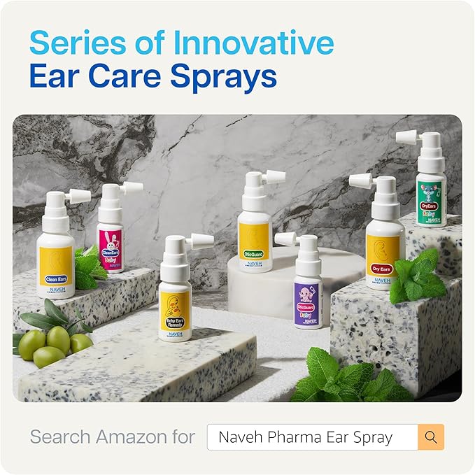 NAVEH PHARMA® Itchy Ears Remedy Ear Cleaning and Itch Relief — Moisturizing Spray for Dry-Feeling Ears, Cleanses & Soothes the Outer Ear, Gentle Daily Ear Hygiene, Spray Applicator (0.5 Fl Oz)