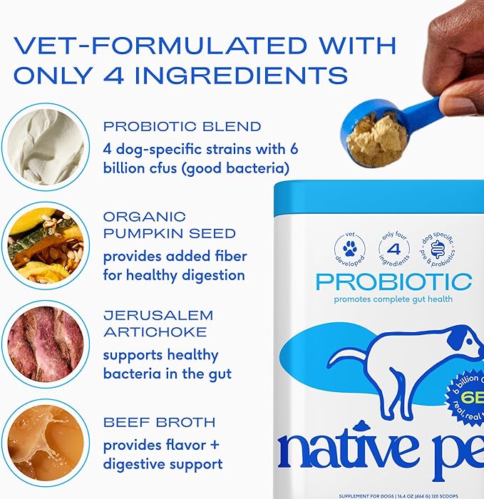 Native Pet Goat Milk Powder for Dogs (60 Scoops) & Probiotics for Dogs (30 Scoops) - Probiotics Powder for Digestive Health, Gut Support, & Immune Boost - Organic Goat Milk Powder