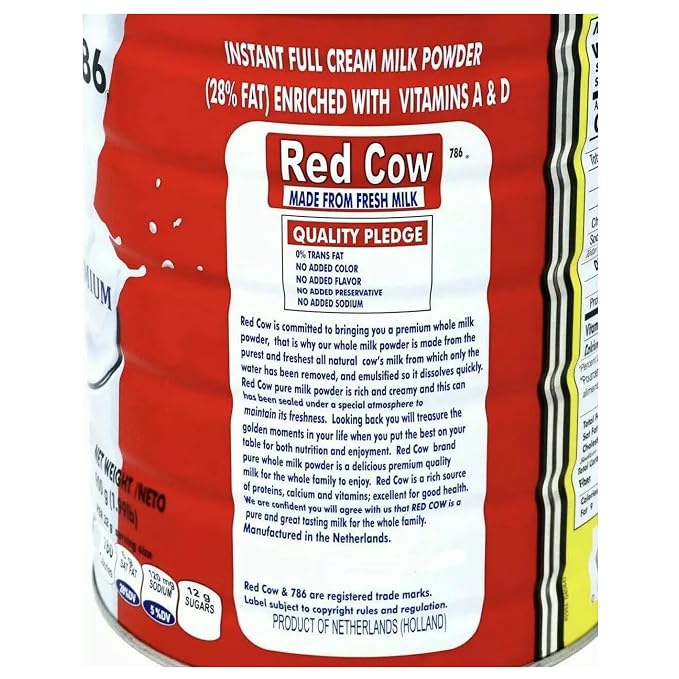 Red Cow Full Cream Milk Powder 2.5 Kg (5.5lb), Made From Real Fresh Milk, Product of Netherlands.