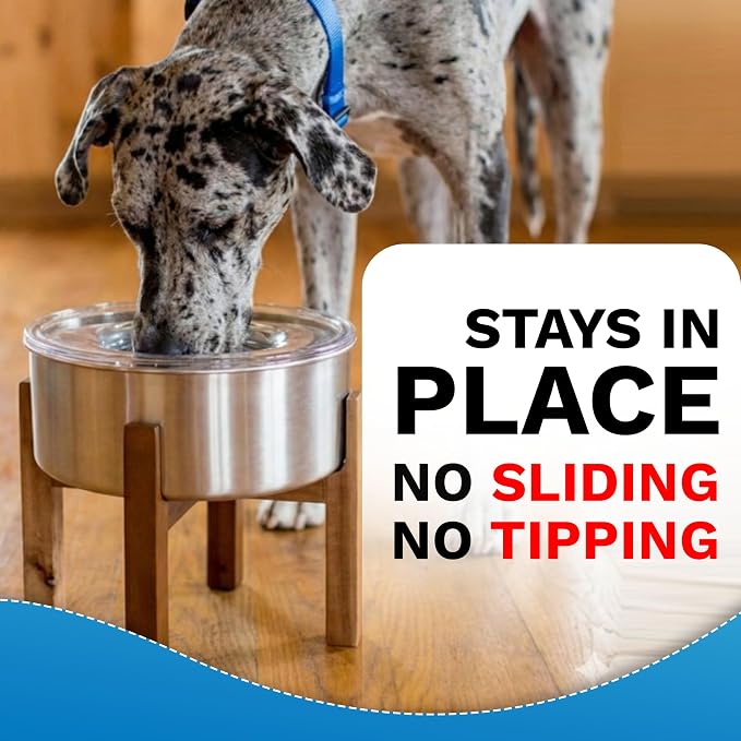 Slopper Stopper Elevated Single Wooden Dog Bowl Stand – Easy Assembly with 1 Bolt and Adjustable Feet, Made from New Zealand Pine Finish, Fits Slopper Stopper 1-Gal Bowls, The Original Slobber Stopper