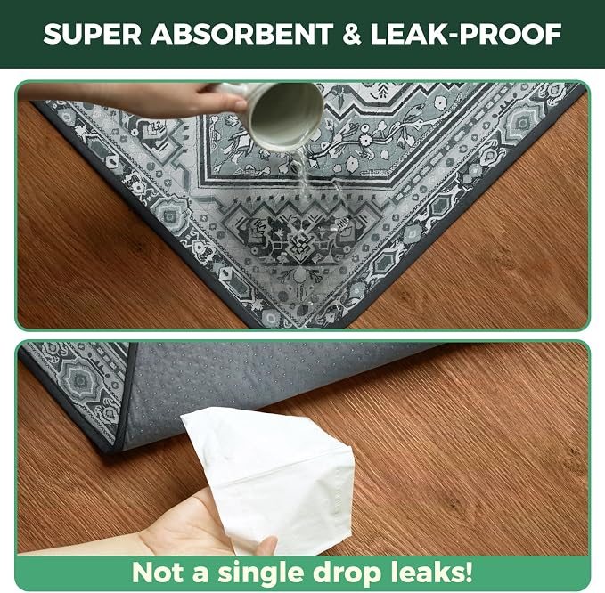 FXW Washable Pee Pads for Dogs, Puppy Pads with Super Absorbent, Specifically Designed for 48inch Cages, 29" x 47" Rectangle, Boho Grey, 2 Packs