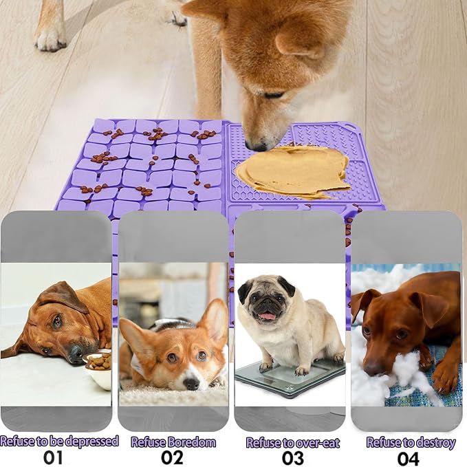 Silicone Snuffle Mat for Dog & Femont Slow Feeder Lick Mat with Suction Cups for Slow Eating