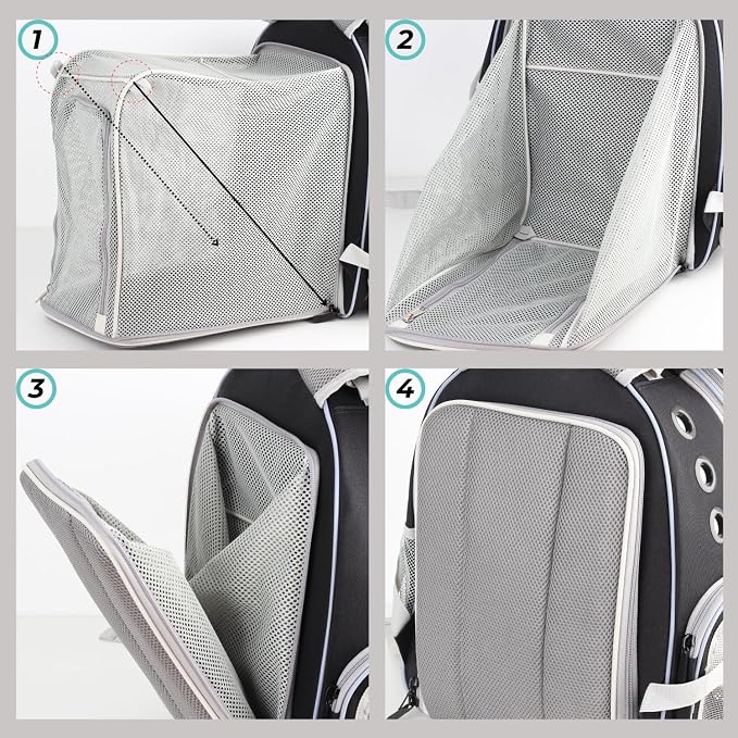 Lollimeow Expandable Cat Backpack Carrier for Large Cats & Small Dogs - Airline Approved Pet Bubble Backpack with Dual-Side Expansion, Perfect for Travel, Hiking & Outdoor Adventures, Up to 16lbs