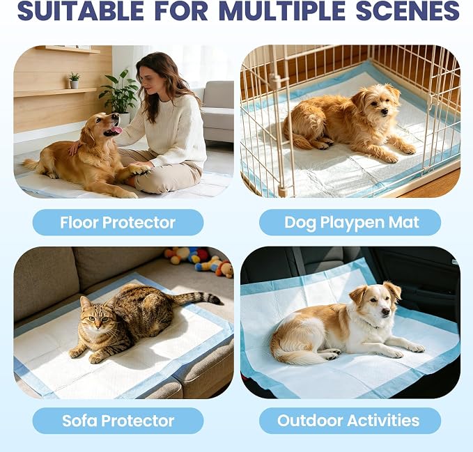 SCLOSE 100 Pack Pee Pads for Dogs Extra Large 30"x36", Puppy Pads XXL, Potty Pads for Dogs, Super Absorbent & Leak-Proof, Disposable Training Pads for Puppies, Doggie Pads, Blue
