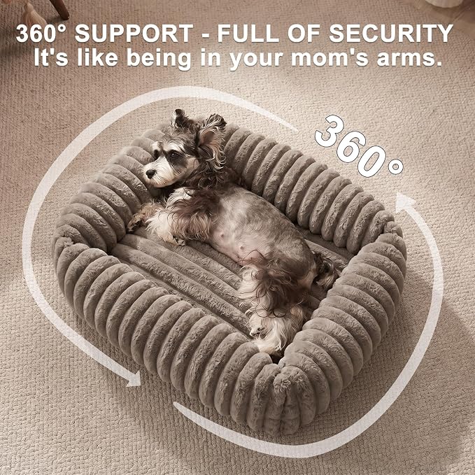 FURTIME Dog Bed for Small Medium Dog, Washable Orthopedic Pet Bed with Removable Cover, Rectangle Soft Calming Sleeping Puppy Bed Durable Pet Cuddler with Anti-Slip Bottom