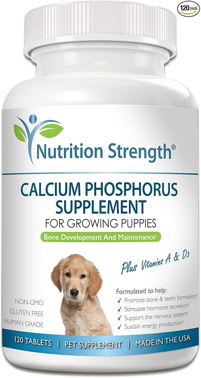 Calcium Phosphorus for Dogs Supplement, Provide Calcium for Puppies, Promote Healthy Dog Bones and Puppy Growth Rate, Dog Bone Supplement, 120 Chewable Tablets