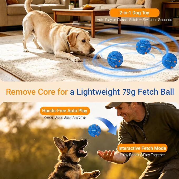 T02 Interactive Dog Ball Shell for 82mm Smart Dog Toy – Lightweight 90g Replacement Outer Shell, 2-in-1 Fetch & Throw Dog Ball for Independent Play, Compatible with T02 Removable Motor
