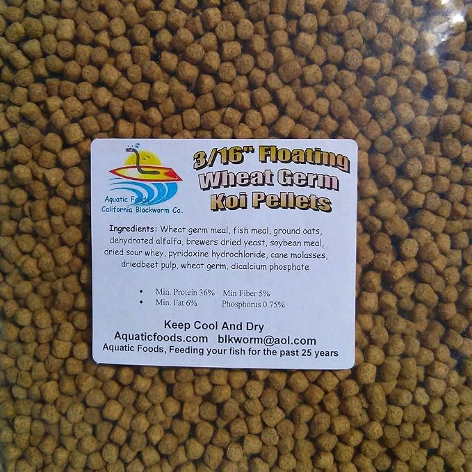 3mm - 1/8" Wheat Germ Cooler Weather Koi & Pond Fish 28% Protein Floating Pellets, Easy-to-Digest Formula for Colder Temperatures - 40-lbs
