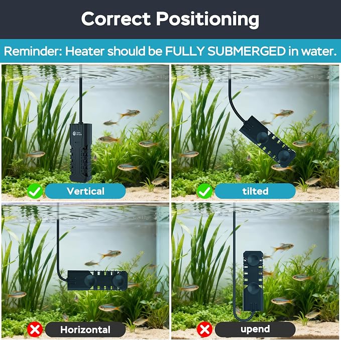 AquaMiracle Aquarium Heater, 100W Submersible Fish Tank Heater with LED Digital Display, Overheat Protection & Auto Power-Off When Out of Water, for Freshwater and Saltwater Fish Tanks (10-20 Gal)