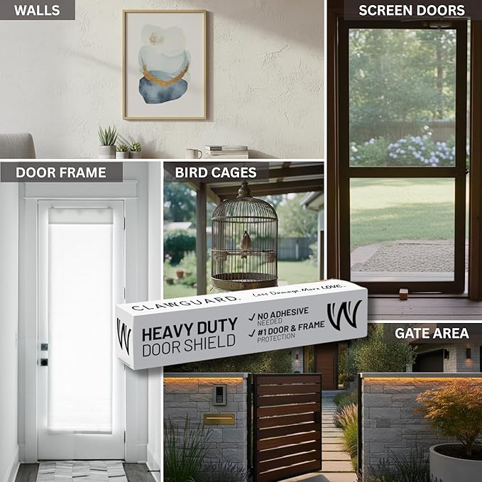CLAWGUARD Heavy Duty Door Scratch Shield – 20x44 in. Door Scratch Protector Dog & Cat – Clear Wall, Frame & Furniture Cat Scratch Protectors