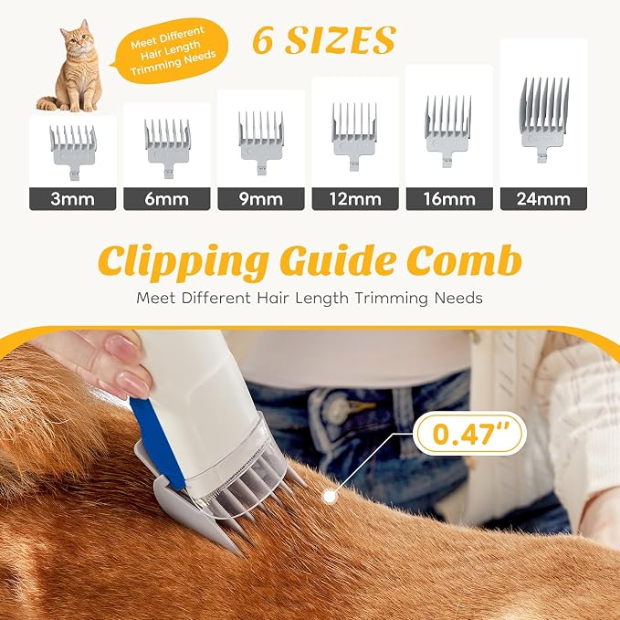 NEWBULIG Pet Grooming Vacuum Kit, 2.5L Dust Cup, 3 Suction Modes and 5 Groomer Tools, Dog Clippers with Cordless Low Noise for Cats, Dogs Other Animals Hair Trimmer