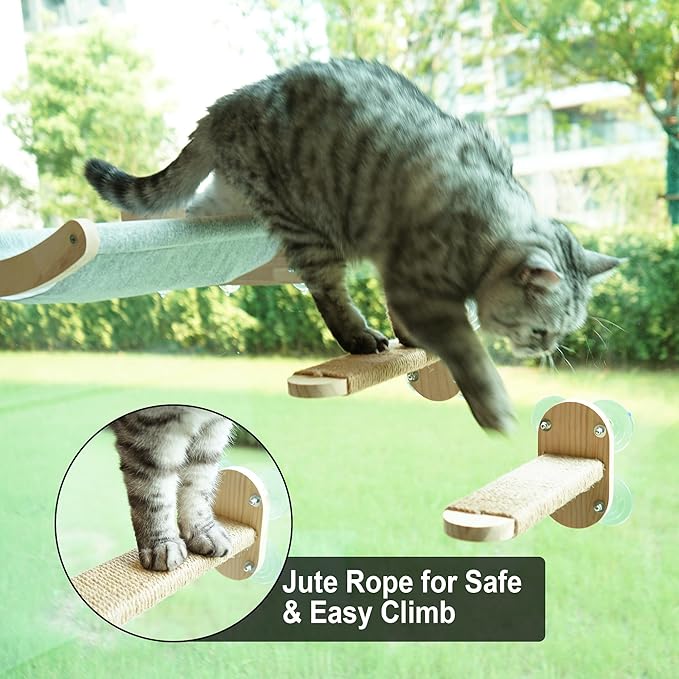 2 Pack Cat Window Shelves, Durable Kiity Seat for Window Sill，Furniture Set with Jute Rope for Scratching, Kneading, Climbing