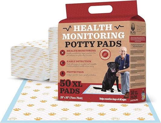 Dr. Pol Veterinarian-Approved Health Monitoring Puppy Pads - Ultra Absorbent, Leakproof Training Pads for Dogs with Color-Changing Technology – 50 Count, XL, 28"x30" – Fresh Scented