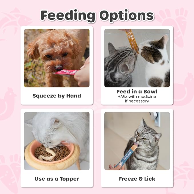 Choolip Squeeze Vita Stick Seafood Variety Pack for Cats & Dogs – Skin, Heart, Kidney & Liver Support Puree Treats – Grain Free Functional Pet Treats (20 Sticks)