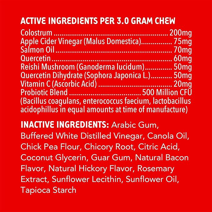 iHeartDogs Allergy & Itch Relief for Dogs with Salmon Oil, Quercetin, Colostrum, Antioxidants and Probiotics - 90 Count