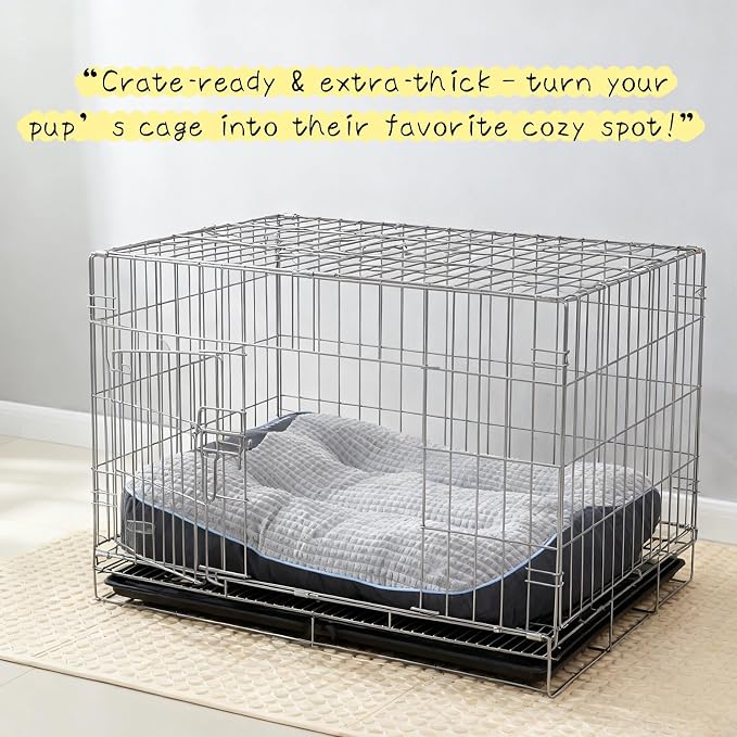 Extra Thick Soft Orthopedic Dog Bed - Comfortable Flat Pet Bed for Large Dogs Up to 90 lbs, Reasonable Curves Pad with Non-Slip Bottom & Room to Move Freely (Grey, 39" L x 30" W x 8" Th)