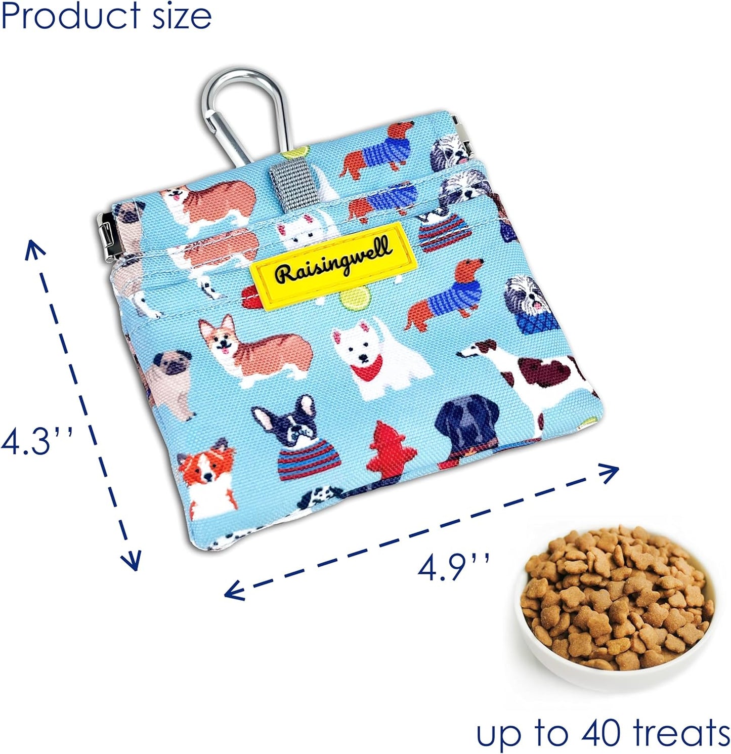 Dog Treat Pouch,Cotton Pocket Sized Training Holder, Hand Free Walking Funny Bag with Carabiner, Self-Closing Pet Feed Snack Reward, Behavior Aids for Puppy Travel or Outdoor Use（Dog Puzzle）