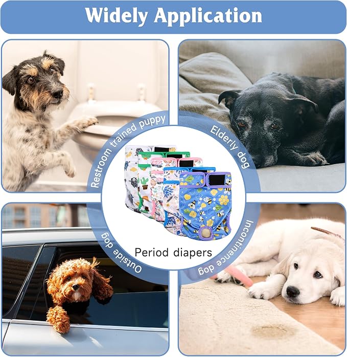Dog Diapers Female 5pcs,Reusable Dog Doggie Puppy Doggy Diapers Female, Period Panties in Heat, Lamb, Large