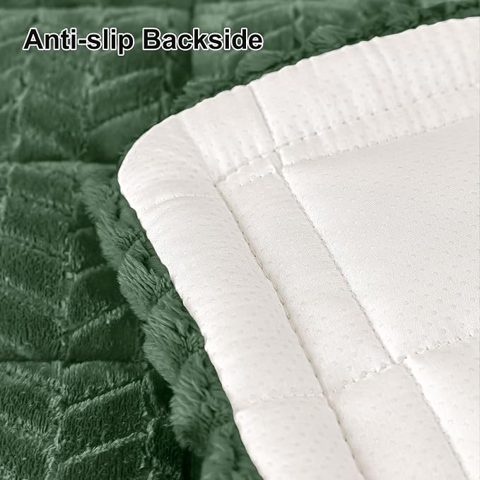 Smiry Couch Cover for Dogs, Non Slip Fuzzy Pet Sofa Covers Washable for 3 Cushion Couch, Soft Thick Furniture Protector for Cats Dogs, Against Fur, Dirt, Scratch Resistant (Dark Green, 43"x82.7")
