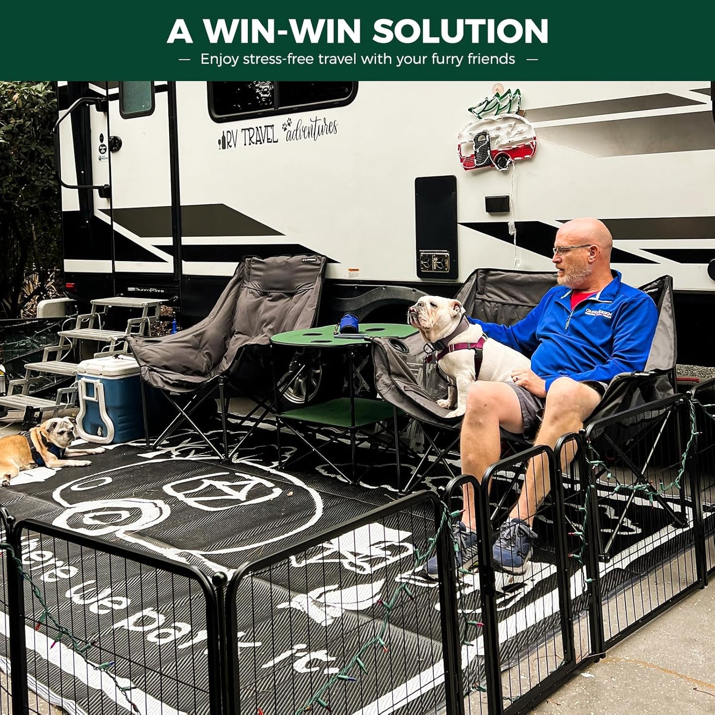 FXW Rollick Unleashed Dog Playpen for Indoor, Yard, RV Camping, 24 inch 48 Panels for Small and Puppy Dogs, Black│Patented