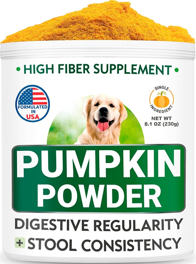 Pumpkin for Dogs + Dog Probiotics Chews Bundle - Constipation, Upset Stomach + Gas, Allergy - Pure Pumpkin Powder + Digestive Enzymes, Prebiotics - Improve Digestion - 8.1oz + 120 Chews - Made in USA