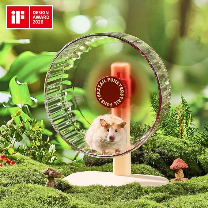 Super Silent Hamster Wheel 8.7 Inch, Magnetic Large Rat Wheel for Chinchilla, Gerbil, Guinea Pig, Cat, Mouse, Sugar Glider and Dwarf, Syrian Hamster Accessories (Tomato Red)