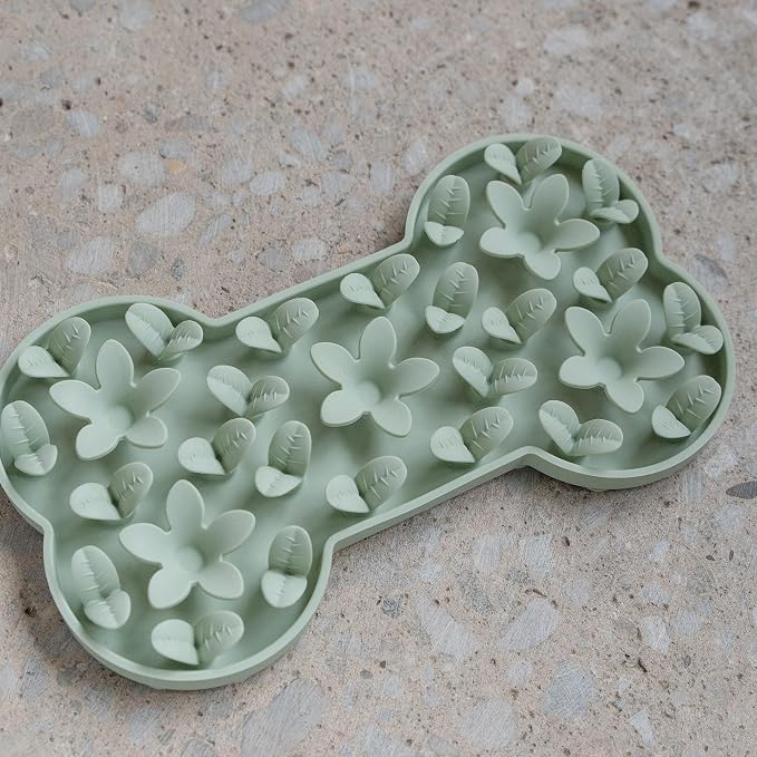 Dexypaws: Enrichment Snuffle Mat: Sage Green Bone - Textured Dog Feeding Pad, Food Grade Silicone, Spread Food &Treats, Pet Soothing, Suction Back