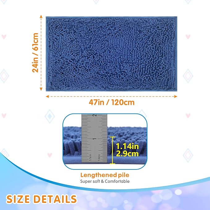 Guinea Pig Cage Liner Bedding 47x24, Washable Guinea Pig Bed Mat, Extra Absorbent Rabbit Pee Pad Reusable, Non-Slip Fleece Blanket for Bunny and Small Animal Cage Accessories (Blue, 47"x24")
