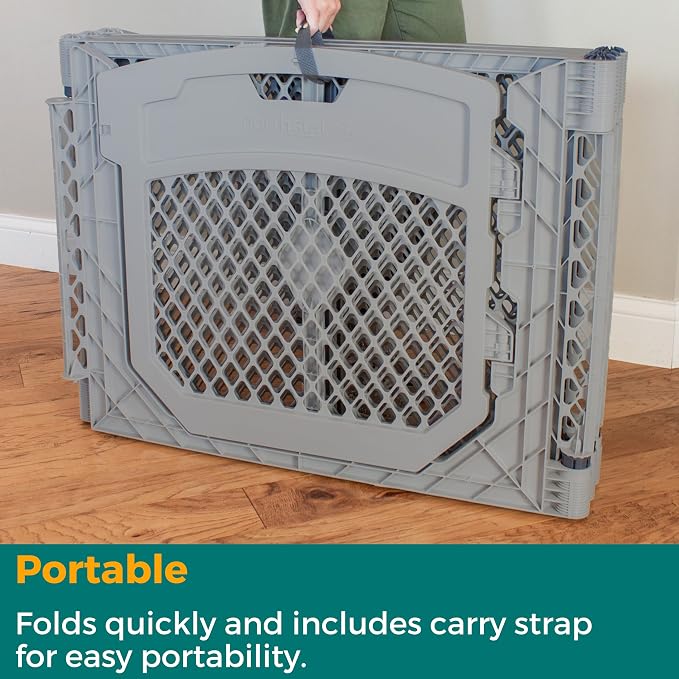 MyPet North States Petyard Plus: 3 Ft. Wide Folding Dog Playpen Indoor or Outdoor. 4-Panel Freestanding Play Pen Dog Gate Made in USA. 26" Tall, Fieldstone