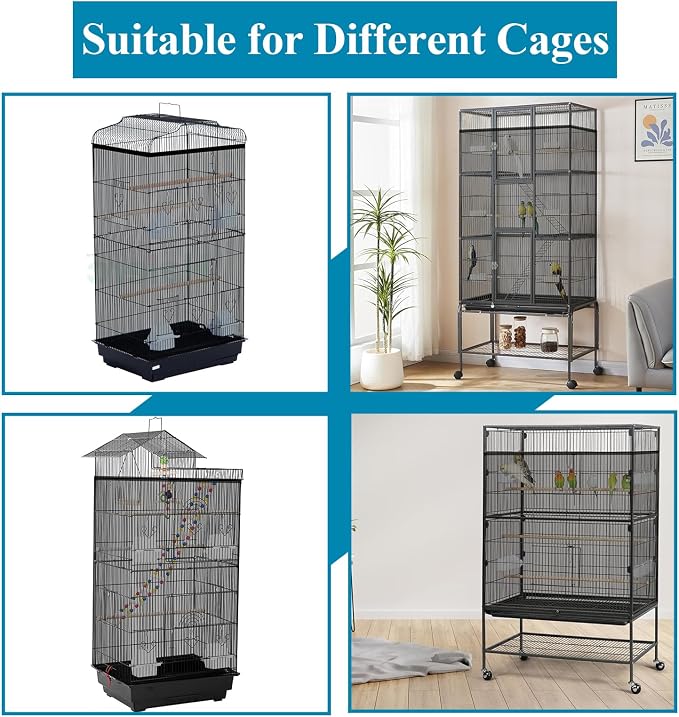ASOCEA Large Bird Cage Seed Cather and 2 Pack Bird Perch Feeding Cup