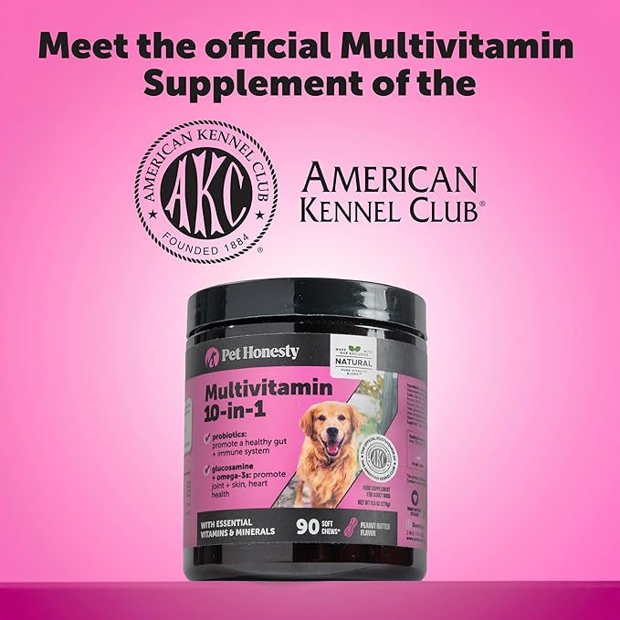 Max Strength Dog Multivitamin with Glucosamine & Probiotics - Advanced 15-in-1 Supplement for Hip & Joint Support, Digestive Health, Immune & Heart Care - High Potency Omega-3 Vitamins (Salmon, 90 Ct)