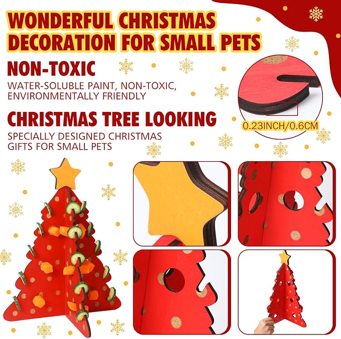 Ziliny 3 Sets Rabbit Foraging Toy Christmas Guinea Pig Puzzle Toy Accessories Christmas Tree Bunny Vegetable Hay Feeder for Hamster