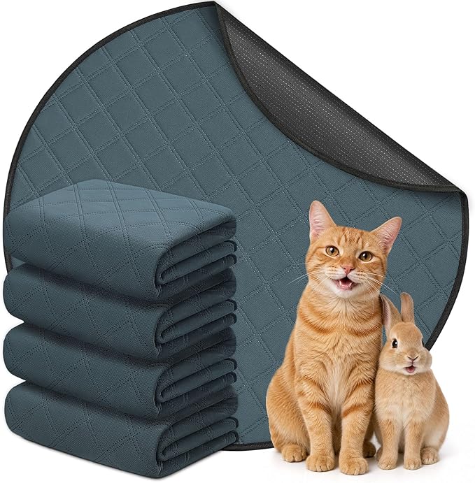 Siedihit Washable Reusable Pet Pee Pads, Absorbent Non-Slip Training Mat for Dog Cat Rabbit Puppy Kitten, Whelping Playpen Crate Bed Cage Home Indoor Outdoor (Small - 4pack, Round)