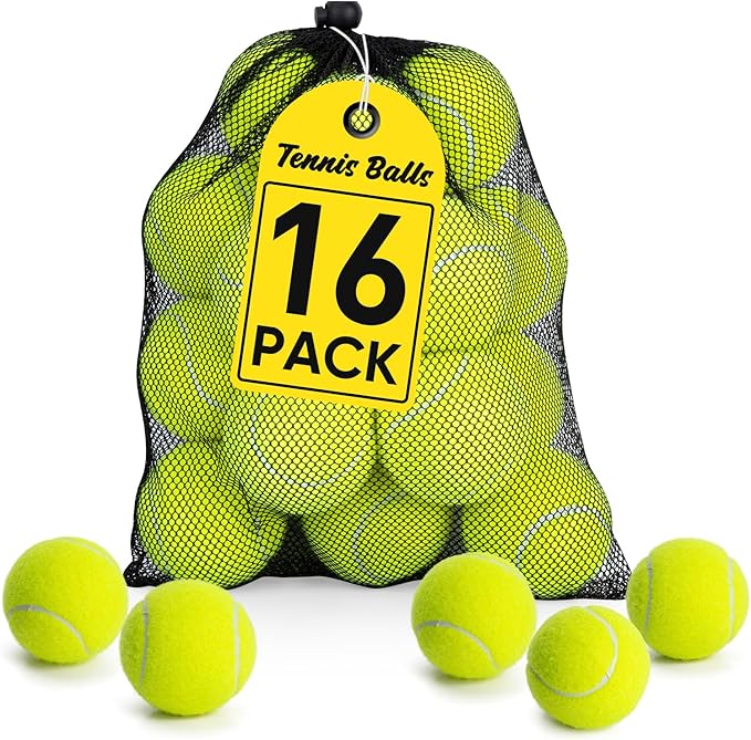 Treeroot 16/30/40/60 Pcs Tennis Balls, High Elasticity Tennis Balls Bulk, Comes with a Portable Mesh Bag, Tennis Ball for Dogs, Suitable for Beginner Training Ball, Durable & Bounce