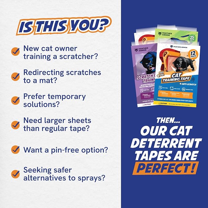 10 Pack Cat Scratch Furniture Protector Tape Sheets – Double-Sided Sticky Training (5 XL, 5 Large) – Anti-Scratch Couch & Sofa Guard – Clear – Not for Leather, Velvet, Microfiber